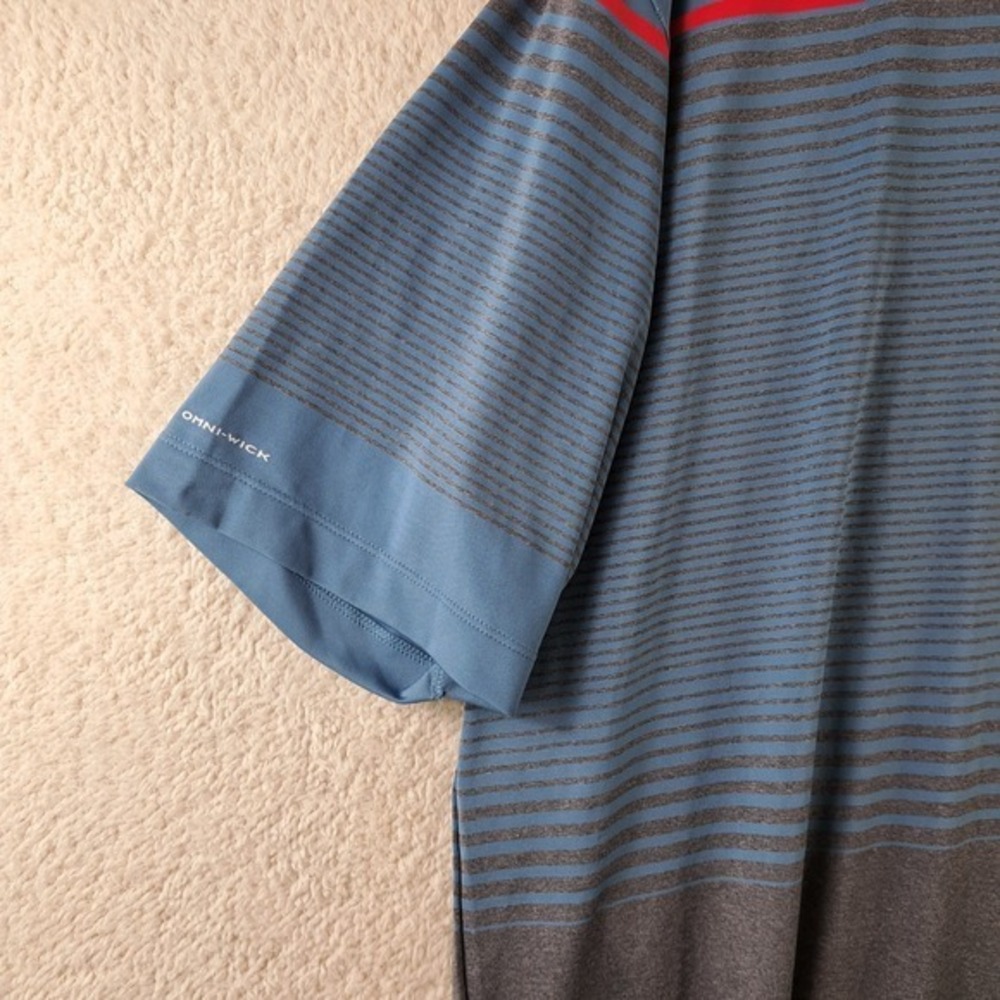 Columbia Polo Shirt Men's 2XL Omni Shade Wicking SS Golf Fish Striped - Picture 3 of 7
